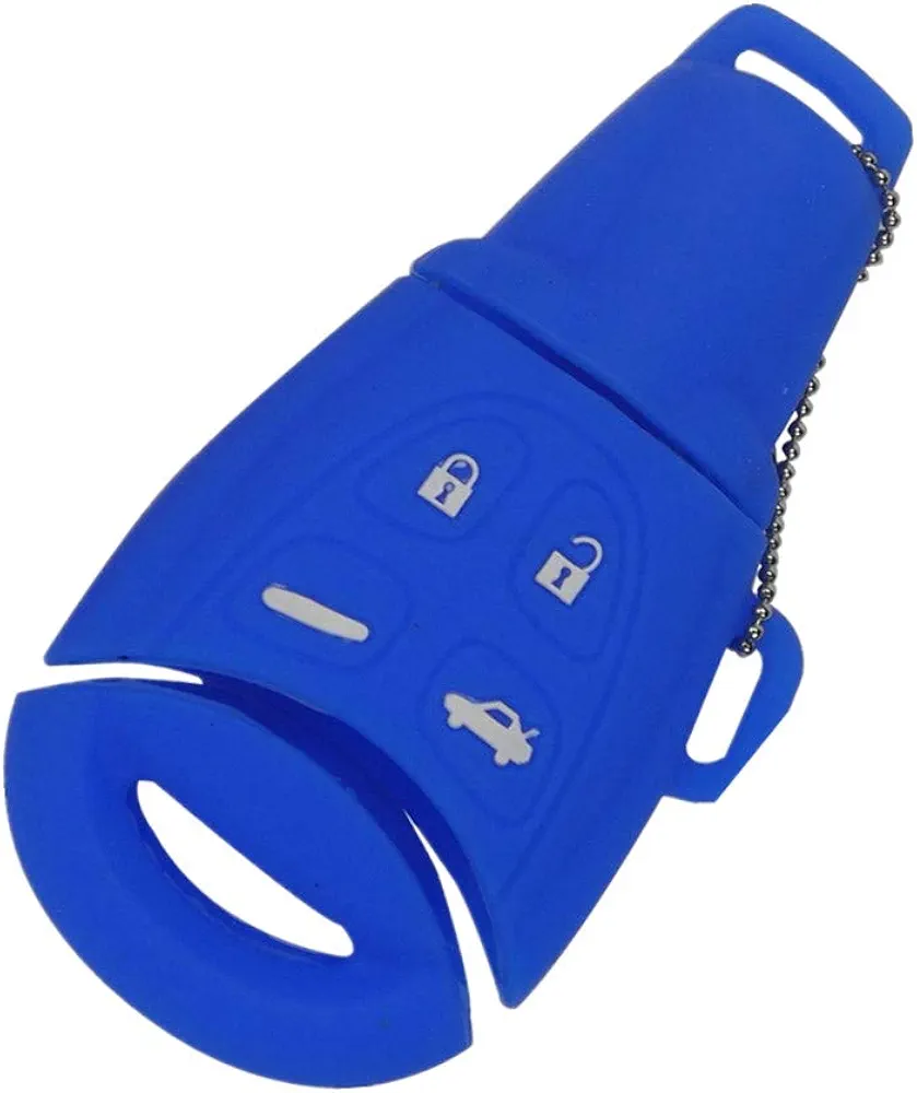 Happyit Silicona Cubierta de la Llave del Coche Casos para SAAB 9-3 9-5 93 95 4 Botones Accesorios de Control Remoto para Automóvil (Azul)