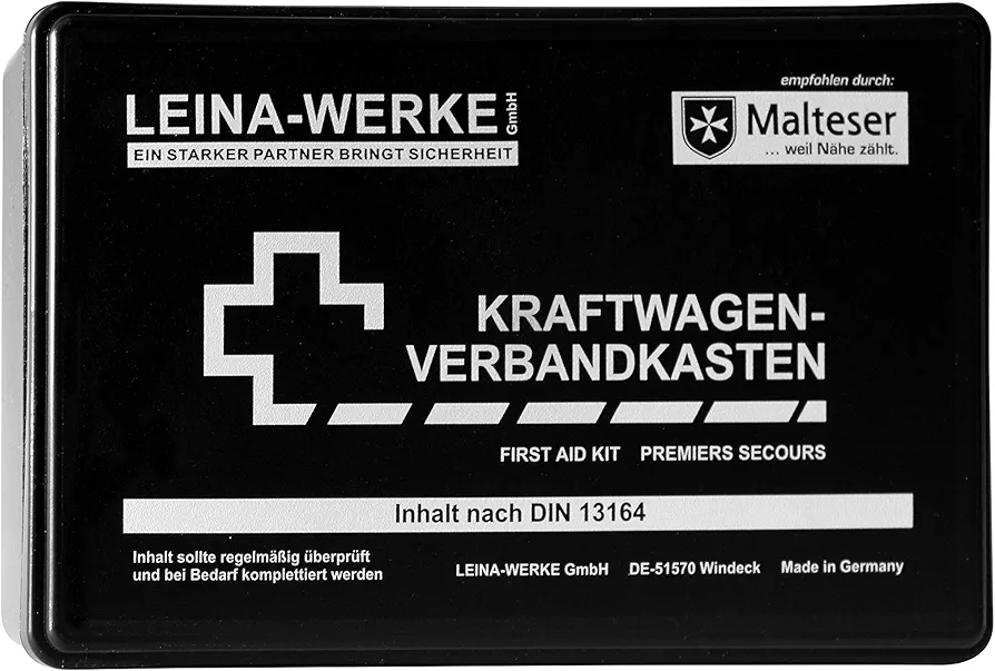 Leina 10002 Vehículo de Motor Kit de Primeros Auxilios estándar, Color Blanco y Negro
