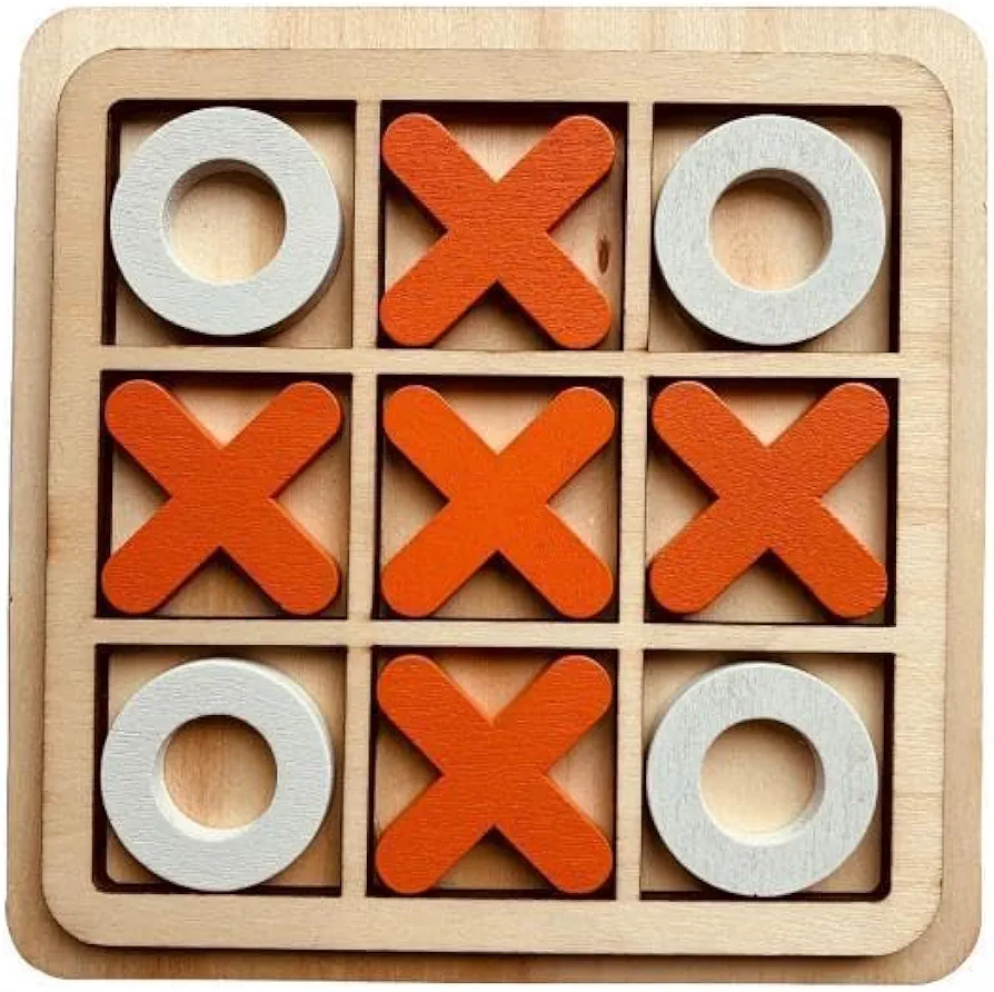 perfk 2x Juego Clásico de Tablero de Madera Tic TAC Toe, Juguetes Educativos Inteligentes de Ocio Familiar, Juguete de Ajedrez Xoxo para Padres E Hijos