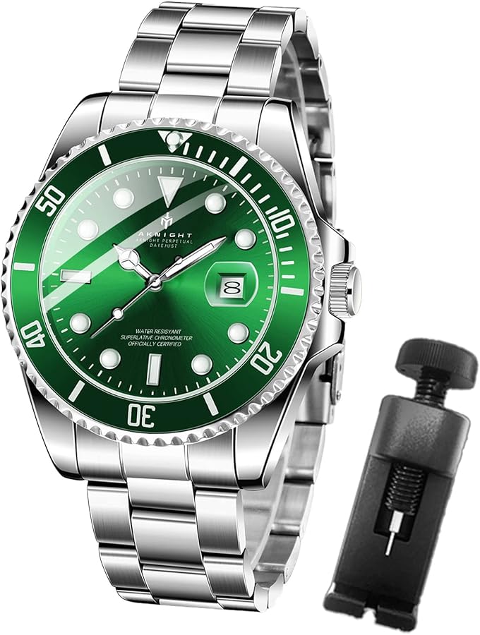 BENYAR Hombre Reloj Relojes Cronógrafo Analógico Movimiento de Cuarzo Reloj de Pulsera de Diseño Deportivo 3ATM Relojes Impermeables Regalo para Los Hombres,Verde