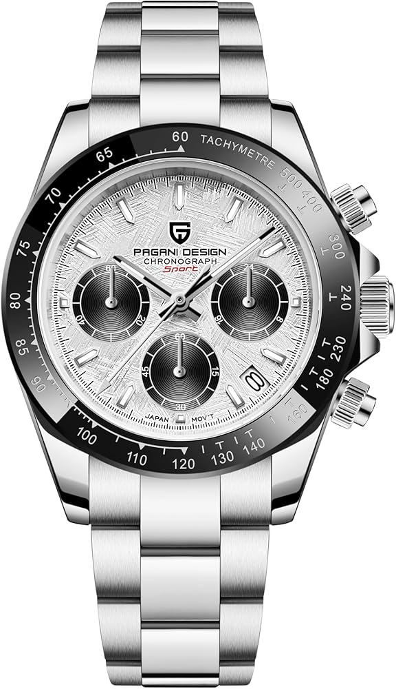Pagani Design Hombres de cerámica Bisel de Acero Inoxidable Pulsera cronógrafo Resistente al Agua 100 m Cristal de Zafiro Reloj automático de los Hombres