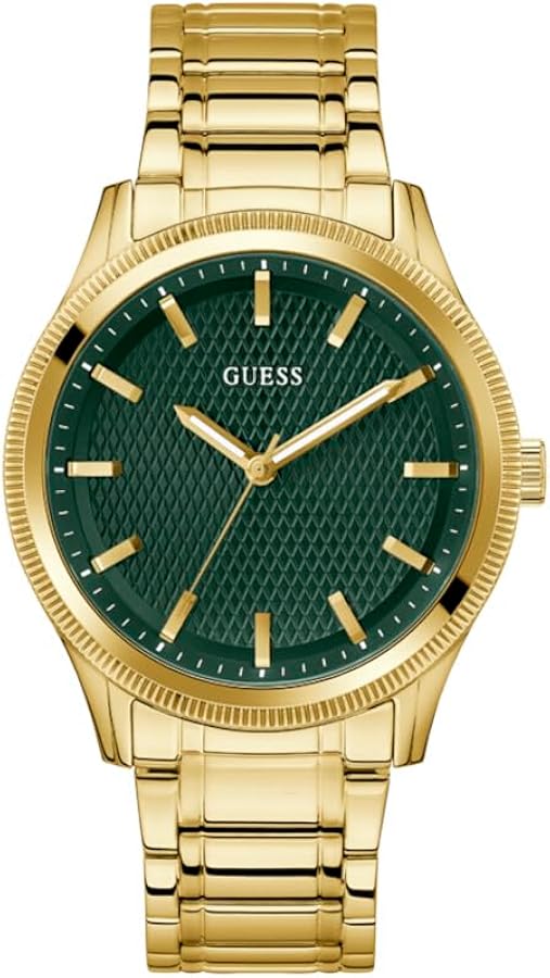 GUESS Reloj para hombre de 44 mm, Tono dorado/tono dorado/verde, Classic