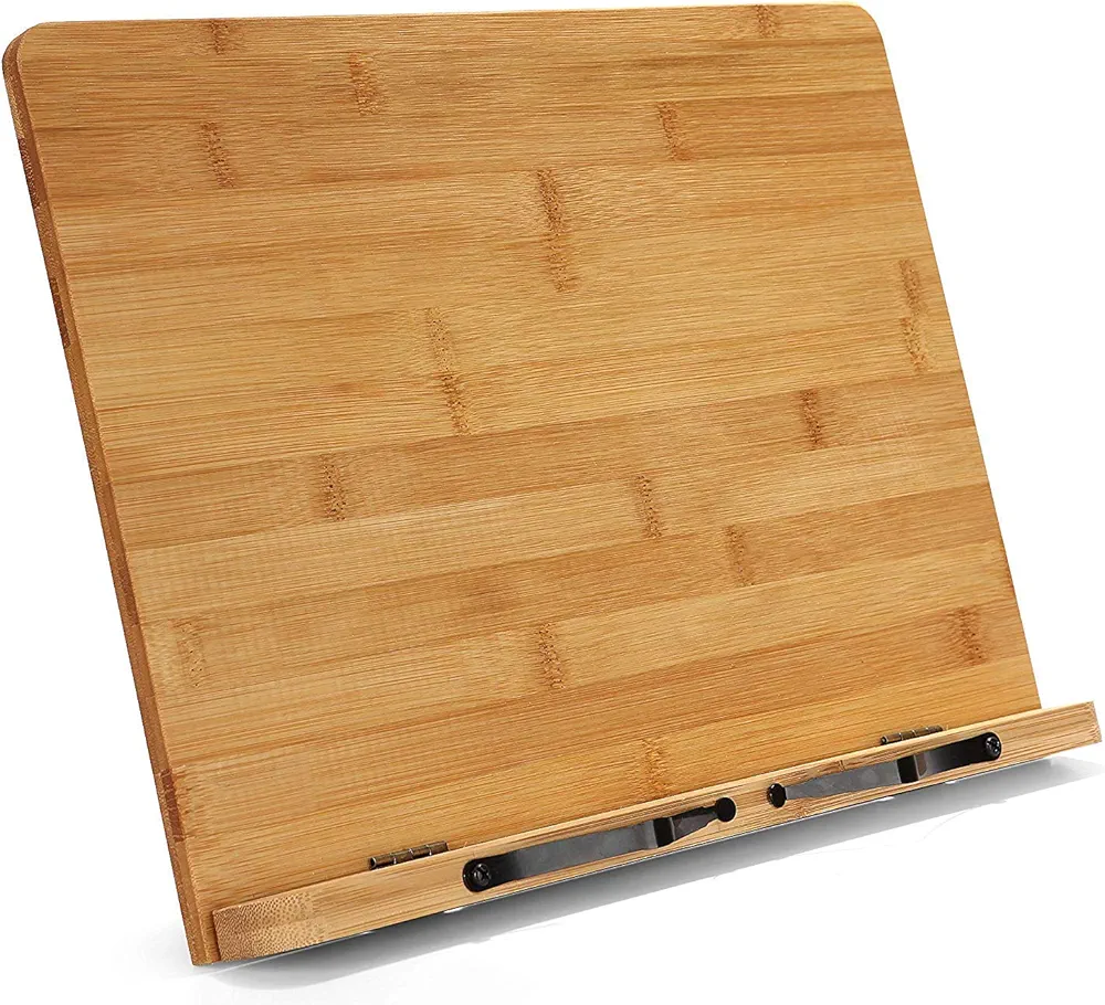 Chiloskit - Soporte de bambú para libros de cocina, documentos, libros, soporte para computadora portátil, soporte para libros de cocina, soporte para libros de texto, soporte para pantalla de PC