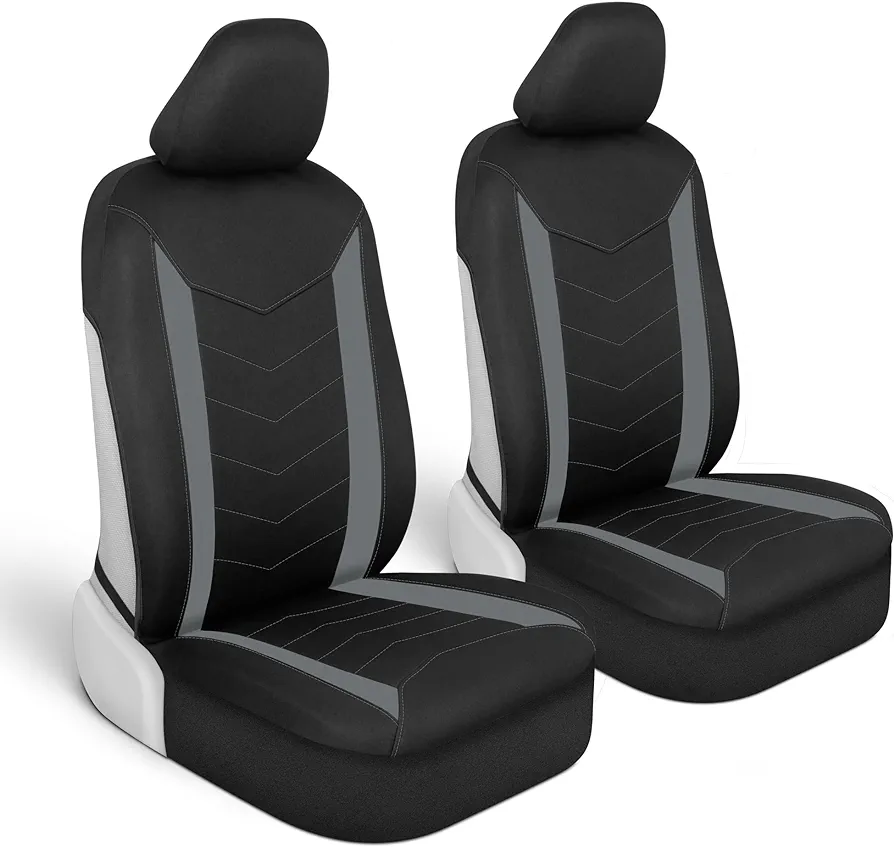 Motor Trend SpillGuard - Fundas de Asiento para Coches, Camiones, SUV, Fundas de Asiento Grises con Forro de Neopreno Impermeable, Fundas de Asiento de automóvil Solo para Asientos Delanteros, Forros