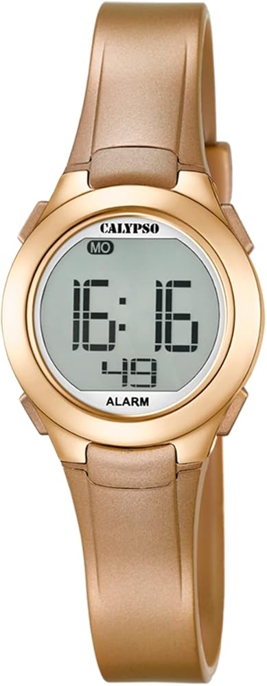 CALYPSO - Reloj Digital Unisex con Pantalla LCD y Correa de plástico de Color Dorado K5677/3