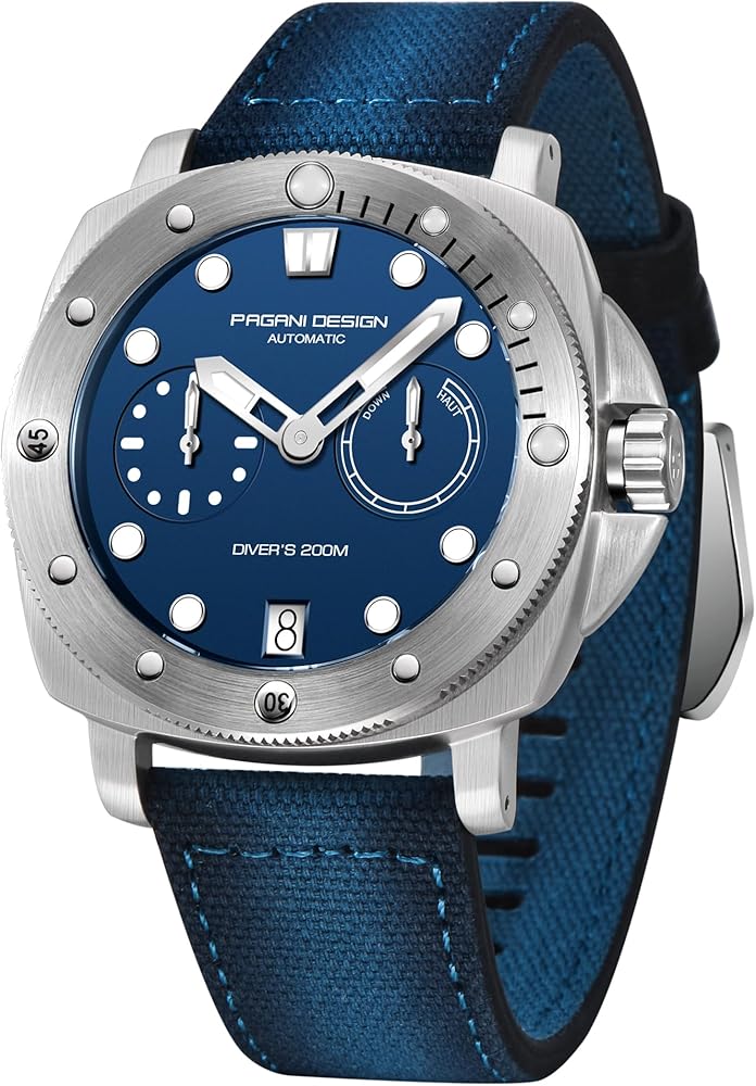 Pagani Design Relojes para Hombre Reloj Mecánico Automático, 200M Resistente al Agua Cristal de Zafiro Reloj de Pulsera, Reloj Deportivo Casual para Hombre con Correa de Nylon