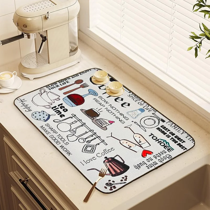 Haoh Alfombrilla escurreplatos de microfibra absorbente grande para escurrir los platos, antideslizante, para cocina, fregadero, 45 x 60 cm