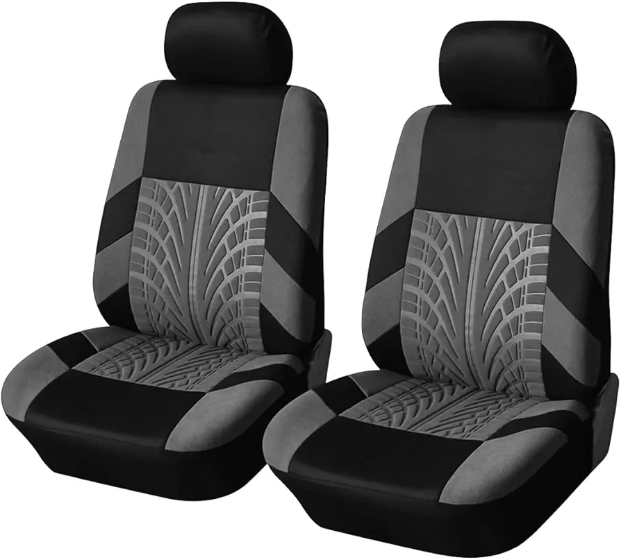 CGEAMDY 2 Plazas Universal para Asiento De Coche, Asiento De Accesorios Automóvil con Airbag, Fundas De Asiento De Coche, Funda Asiento Coche Delantero Conductor Universal para Sedán(Gris)