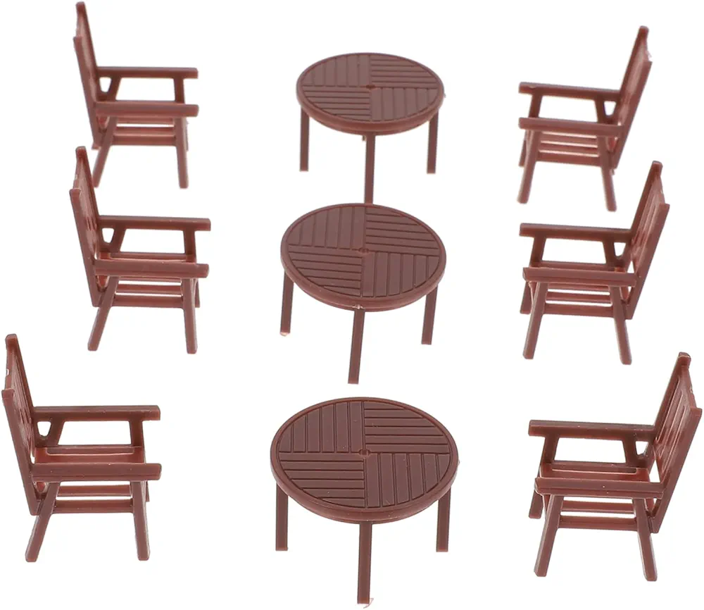 TOYANDONA 6 Juegos Mini Mesa y Sillas Mesa De Casa De Muñecas Juguetes En Miniatura Juguete De La Casa Embrujada Muebles Micro Paisaje Canape Niño El Plastico Refrigerador Ocio Al Aire