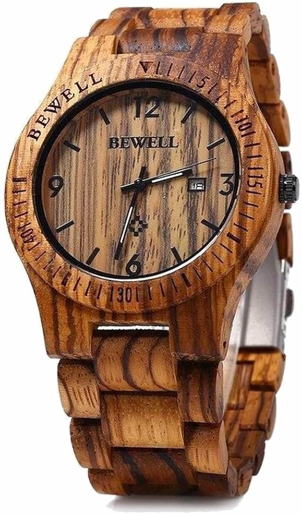 Reloj de madera Bewell W086B ligero analógico de cuarzo hecho a mano reloj de pulsera de madera