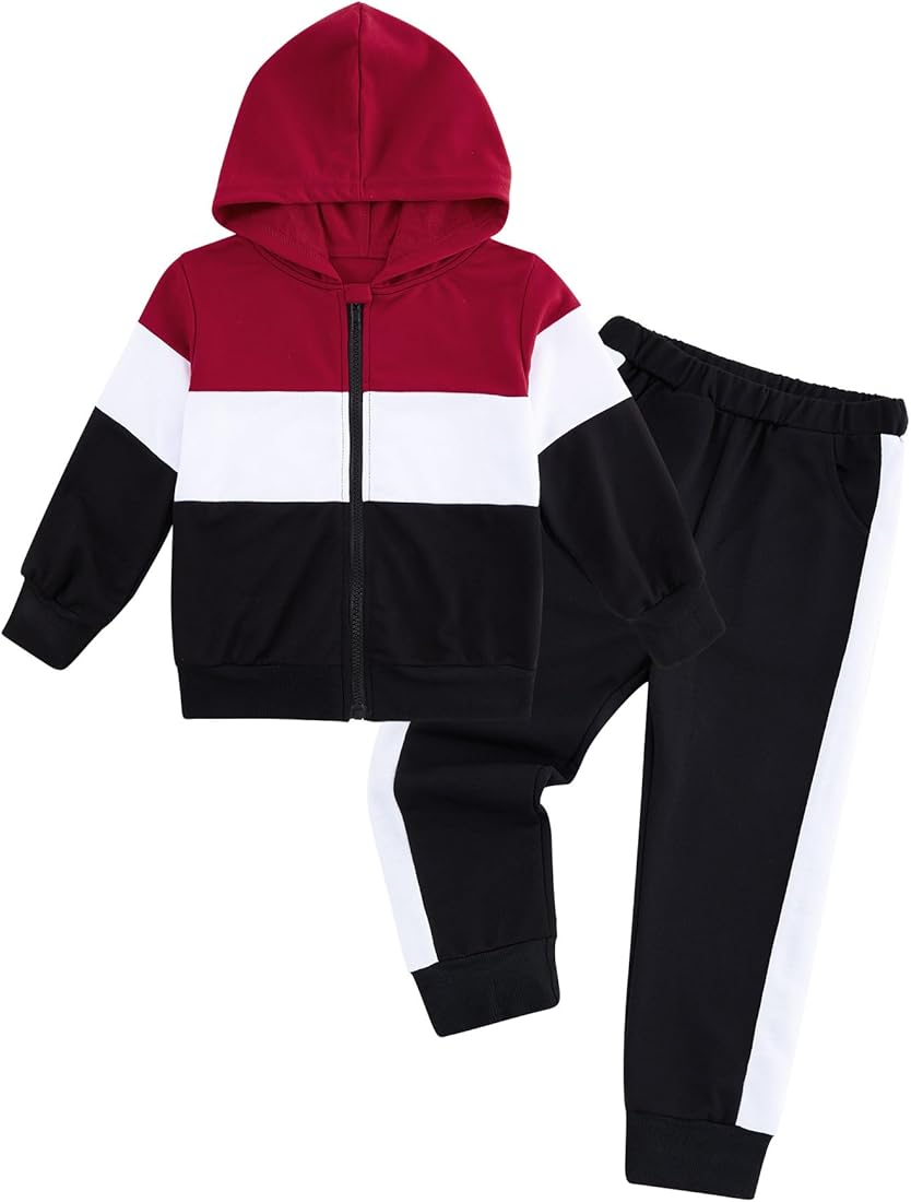 Swimnus Conjunto de 2 piezas de ropa para bebé niño con capucha de manga larga y pantalones largos con parches para otoño e invierno de 1 a 5 años