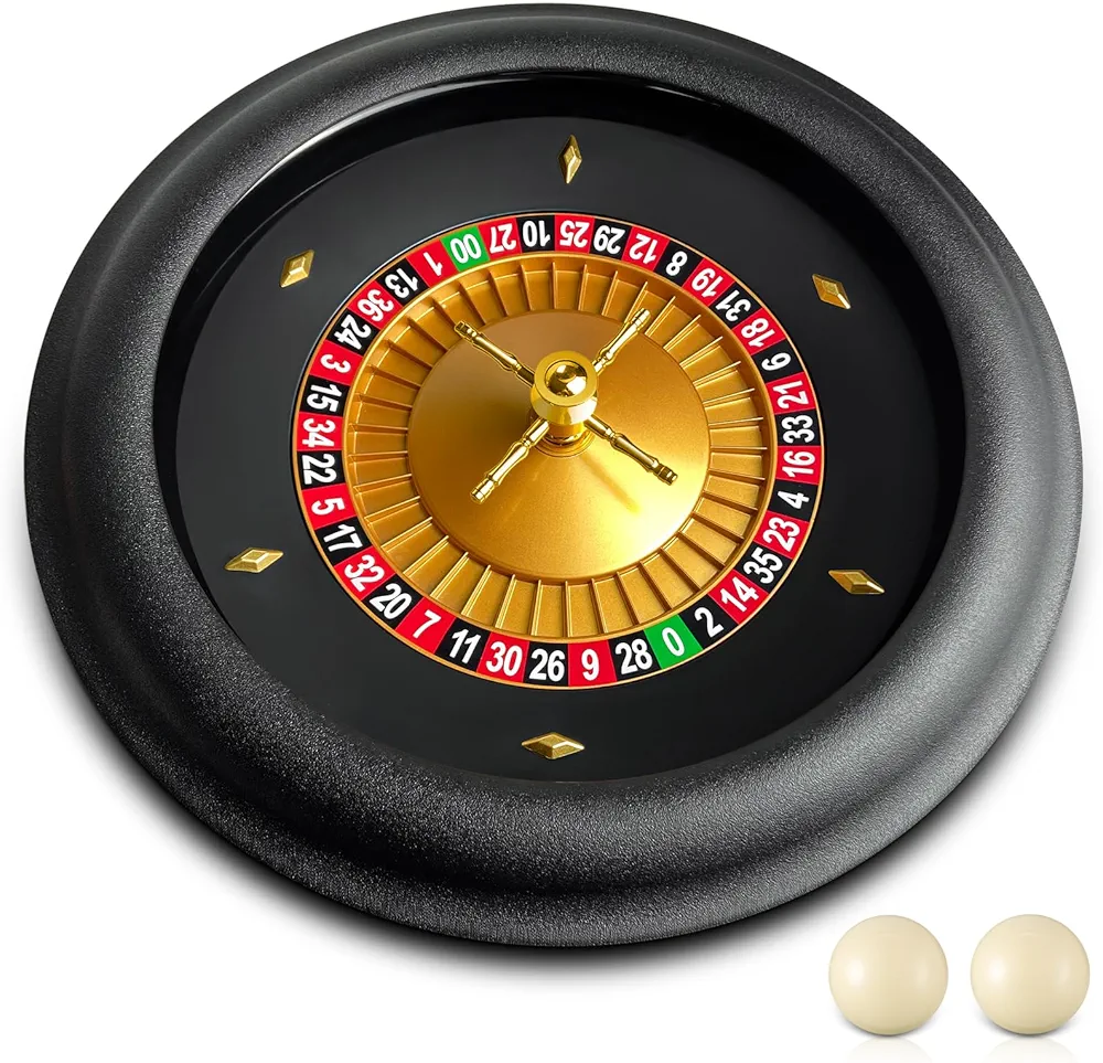 Leyndo Juego de ruleta profesional ABS de 18 pulgadas, juego de ruleta de grado casino con doble diseño cero rueda de ruleta con 2 bolas de ruleta para juego nocturno en casa o uso profesional