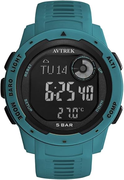 AVTREK Reloj digital impermeable, reloj deportivo al aire libre, reloj militar con podómetro, altímetro, brújula, perfecto para hombres, mujeres y adolescentes
