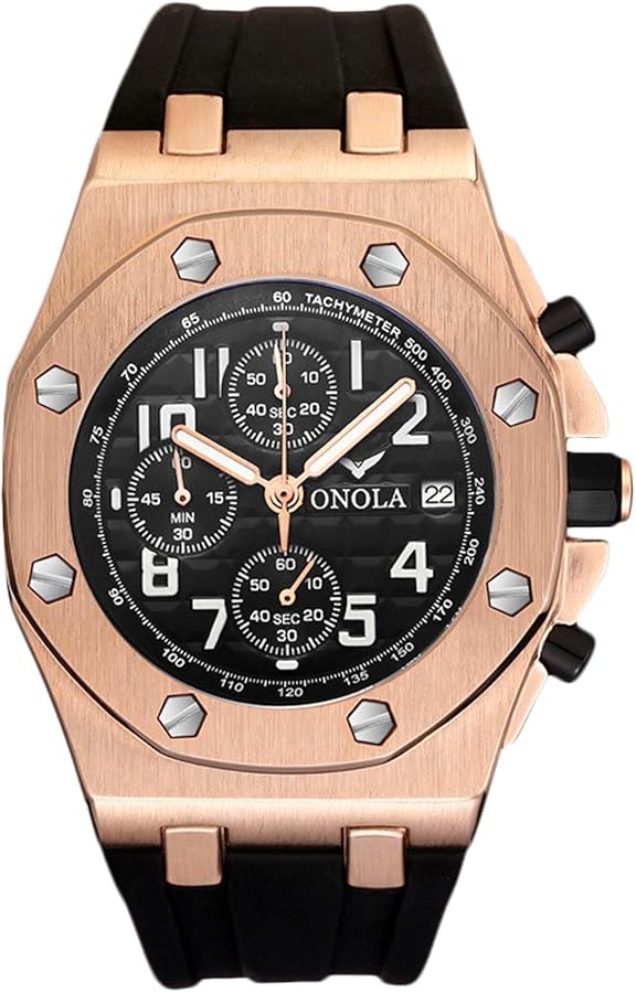 RORIOS Relojes para Hombre Reloj Deportivo Analógico Cuarzo Reloj de Pulsera Moda Cronógrafo Reloj Multifuncional Impermeable Reloj Casuales Correa de Goma