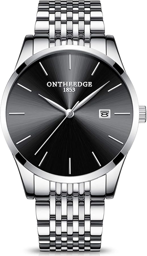 RORIOS Hombres Delgado Relojes de Pulsera Cuarzo Analógico Business Acero Inoxidable Band Relojes