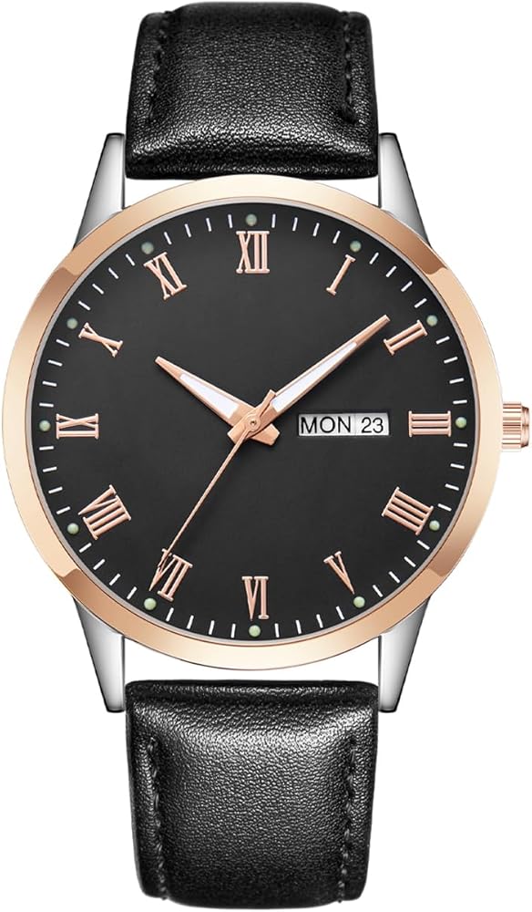 CIVO Reloj Hombre Mujer Analógico Calendario Cuero Negro Reloj Pulsera Diseñador Moda Impermeable Reloj de Parejas Cuarzo Luminoso, Clásico Regalos Hombre Mujer