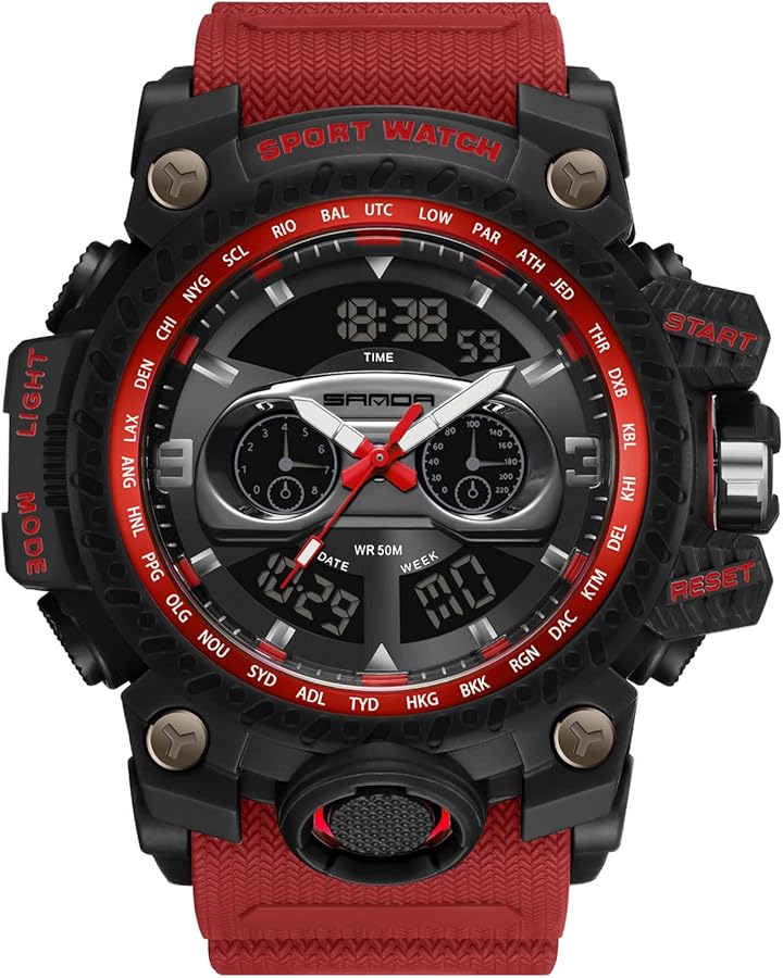RORIOS Relojes Deportivos para Hombre Multifuncional Militar Relojes Resistente al Agua Digital Relojes con Alarma Electrónica Relojes de Pulsera