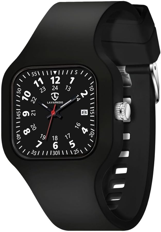 aswan watch Reloj Analógico de Cuarzo para Mujer Hombre Estudiantes Enfermeros Médicos con Pulsera de Silicona, Caja de 38 mm, 3 Agujas, Fecha