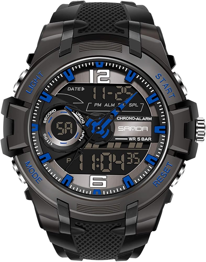 RORIOS Relojes Hombre Cuarzo Digital Relojes Impermeable Deportivo Reloj Multifuncional Reloj de Pulsera con Cronógrafo Luminoso