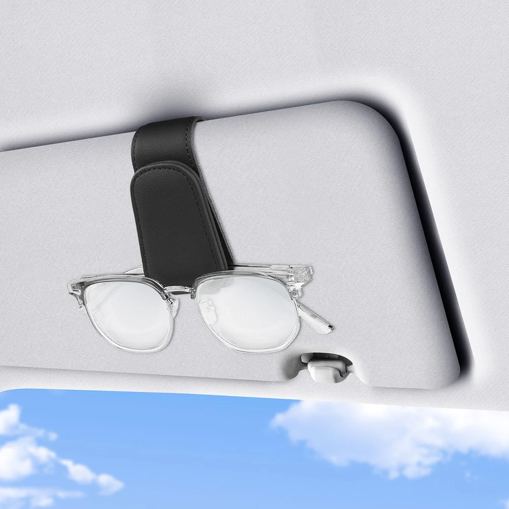 Romon Soporte para Gafas de Sol para Coche, Soporte Gafas Coche Porta Gafas para Coche, Coche Sol Visera Clip, Magnético de Anteojos de Sol, Coche Accesorios Adecuado para Todo Tipo de Gafas, Negro