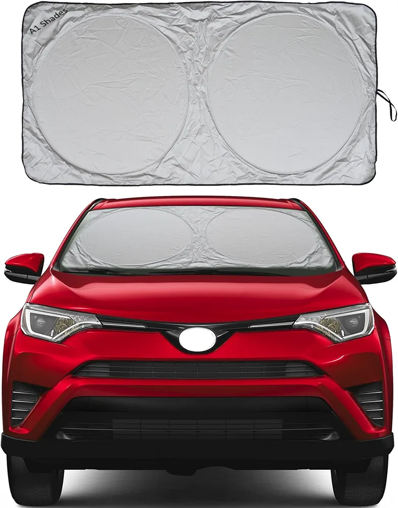 A1 - Parasol retráctil para parabrisas de automóvil con bolsa de almacenamiento para automóvil, camión, SUV, ventana delantera, protector de pantalla para accesorios interiores de automóviles, para