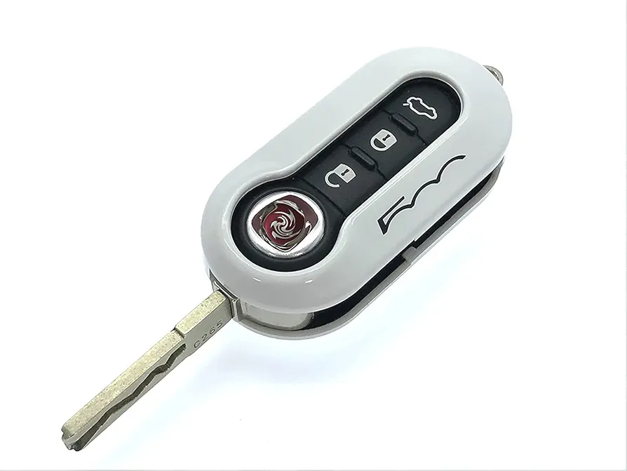 Protex Carcasa protectora para llave brillante para Fiat 500C 500-500L 500X ABARTH GRANDE PUNTO BRAVA PANDA STILO LINEA (blanco)
