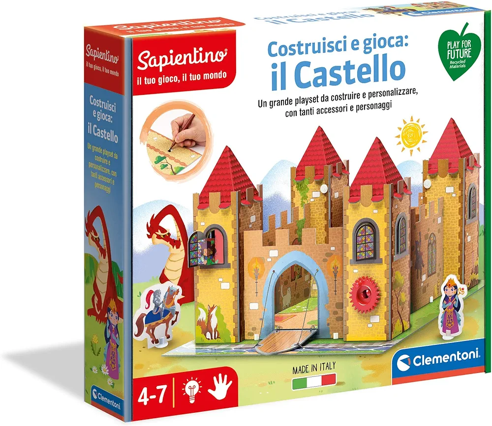 Clementoni- Construir y Jugar: El Castillo Juego Educativo Sapientino, Multicolor, 4-7 Anni (16316)