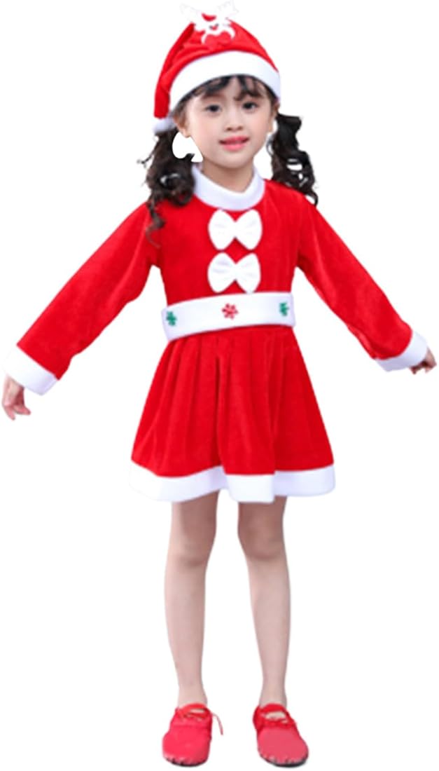 Cexiakong Conjunto de traje de Navidad de Papá Noel, juego de vestido y sombrero de Navidad para s tamaño s Navidad Santa Claus