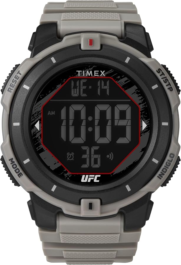 Timex UFC Rumble - Reloj para hombre de 50 mm, pulsera en color cuero, esfera digital, caja negra TW5M59700