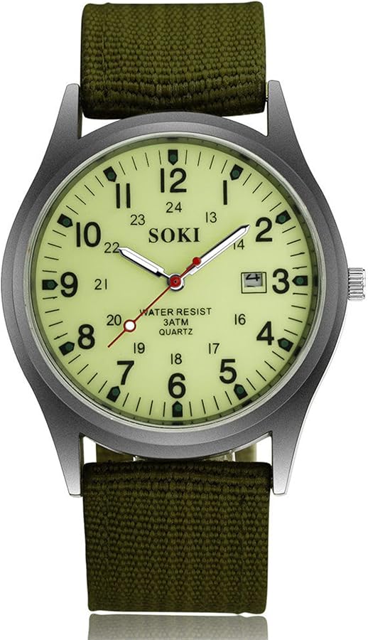 JewelryWe Reloj de Caballero de Cuarzo con Correa de Nylon, Reloj con Calendario Estilo Sencillo, Regalo para Hombre, 3 Colores Disponibles