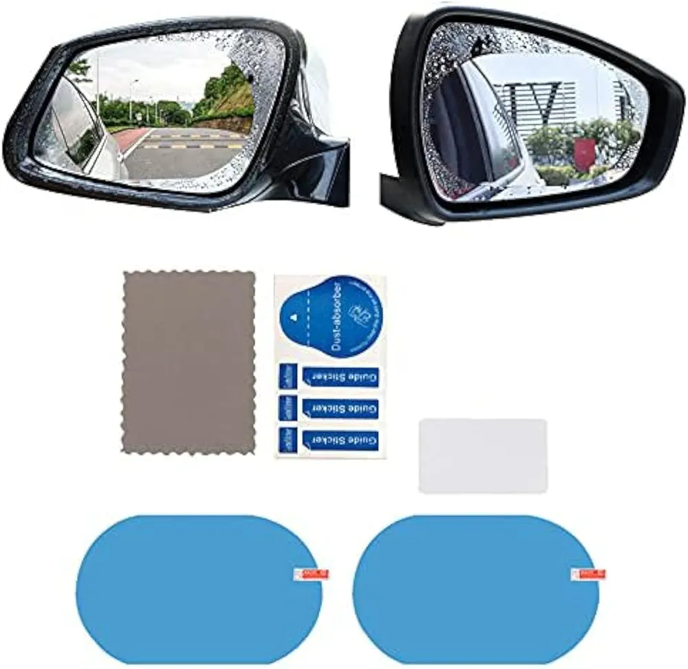 Película para espejo retrovisor de coche QUE,2Pcs Películas Protectora de Espejo Impermeable,Anti Niebla para Espejos retrovisor Películas,apto para todos los modelos de coche.