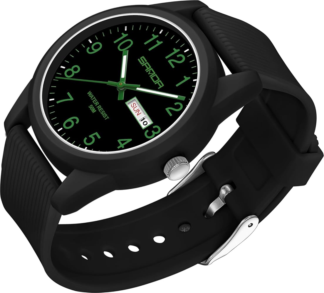Reloj de pulsera para hombre de cuarzo, analógico, deportivo, para hombre y mujer, resistente al agua, correa de silicona, informal, para adolescentes, con fecha, día de la semana, manecillas