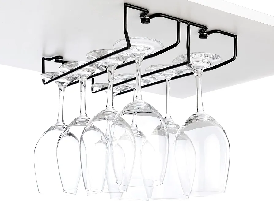Vardesign Colgador para Copas Soporte Bajo Balda de Mueble y Armario de Cocina Sujeción por Tornillos Lacado Negro