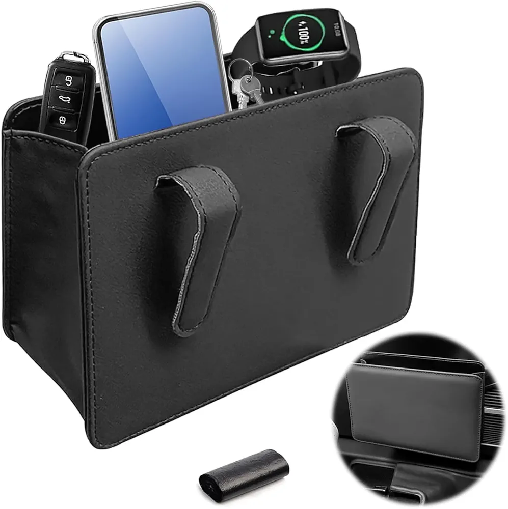 Joyan Cubo de Basura para Coche Pequeño y Plegable, Organizador de Maletero Accesorios para el Interior del Coche Colgante y Portátil PU Impermeable para Automóvil SUV Camión Minivan