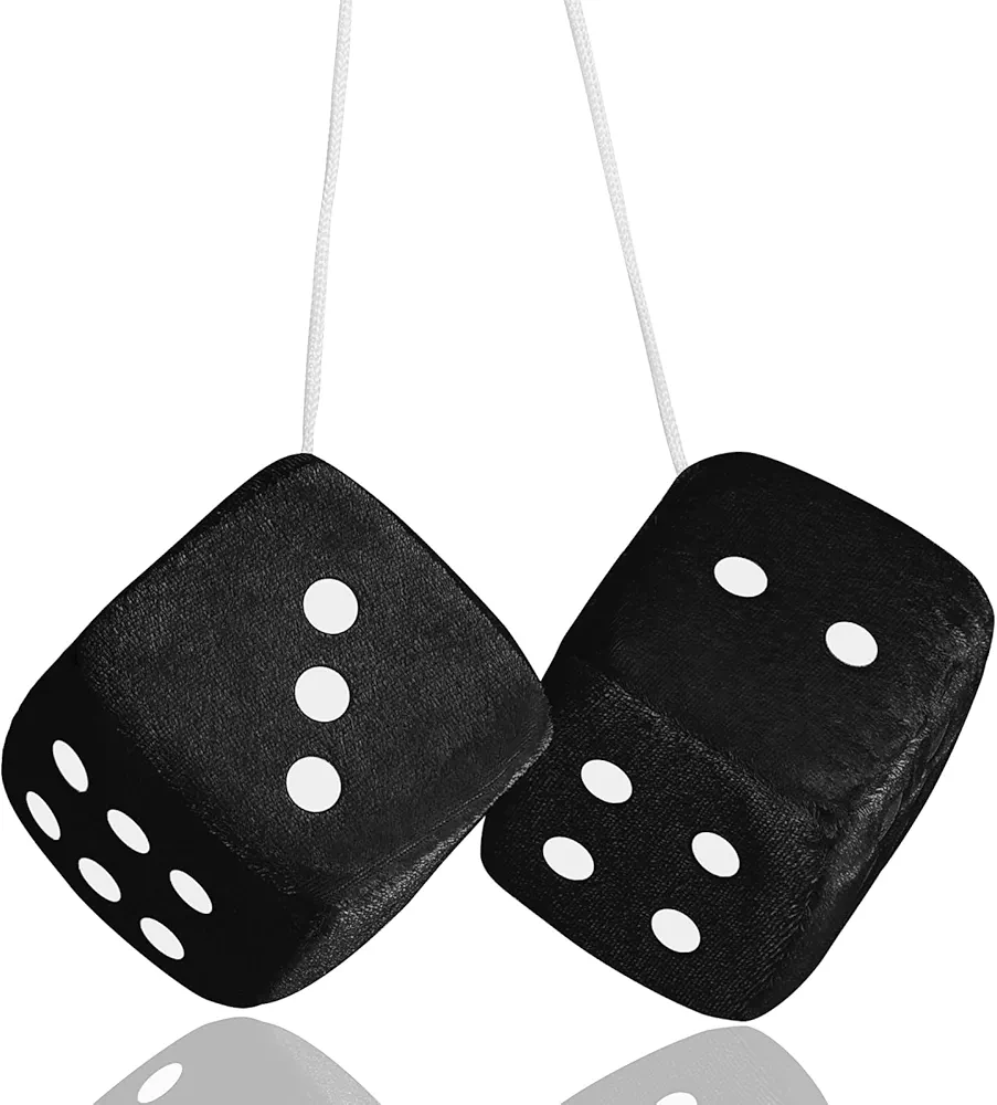 Par De Cubos Felpa para El Interior del Coche Espejo Colgante Decoración Cubo Borroso Adorno Colgante Felpa Accesorios para El Coche Espejo Interior del Coche Colgante 2.75 Pulgadas Color Negro