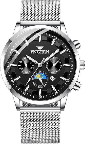 Unendlich U Infinito U-Relojes para Hombre Impermeable Cronógrafo Correa de Acero Inoxidable Analógico de Cuarzo Relojes de Pulsera Reloj de Negocios para Hombres Puntero Luminoso