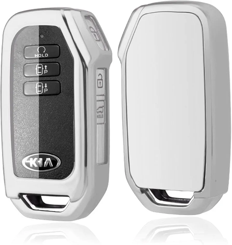 SHAOHAO Funda para Llave para Kia EV6 2021 2022 2023 TPU Funda Protectora de Silicona para Llave de Coche Control Remoto para Coche (Plata)