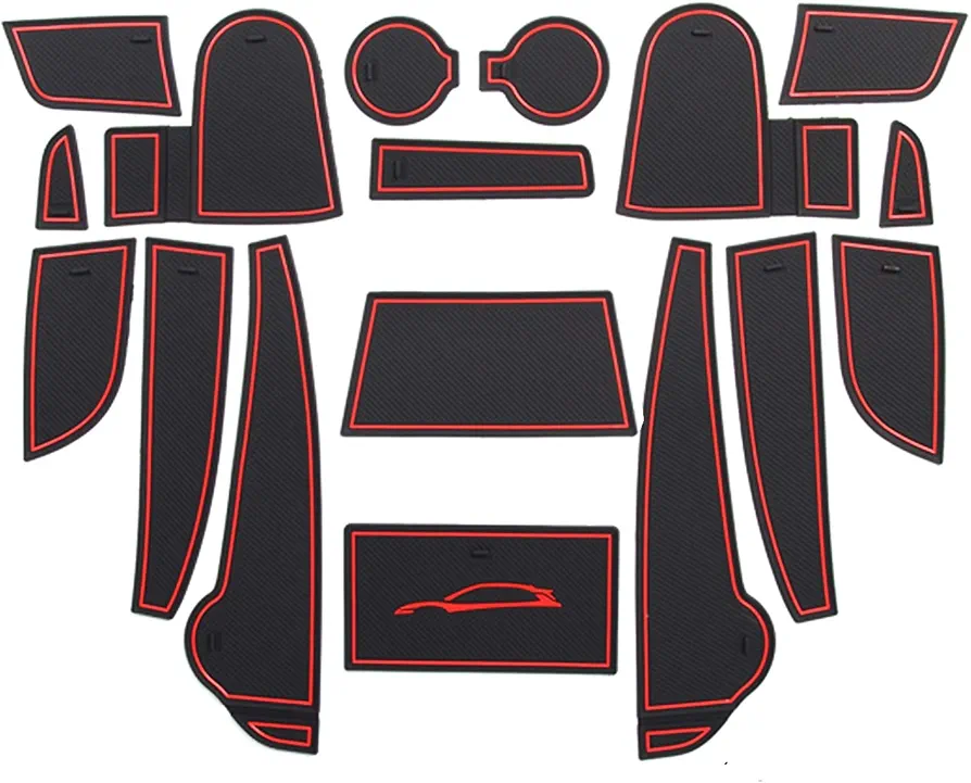 LFOTPP Compatible con Hyun-dai Kona SUV N Line/Kona Hybrid 2018-2020 Alfombrillas de Goma Antideslizantes para Reposabrazos Consola Central Portavasos Coche Interior Accesorios (Rojo)