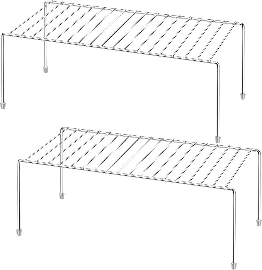 ROFAY - Estante de almacenamiento para armario de cocina, juego de 2 organizadores de almacenamiento para armario de cocina, despensa, encimeras, nevera, comida y utensilios - Cromo