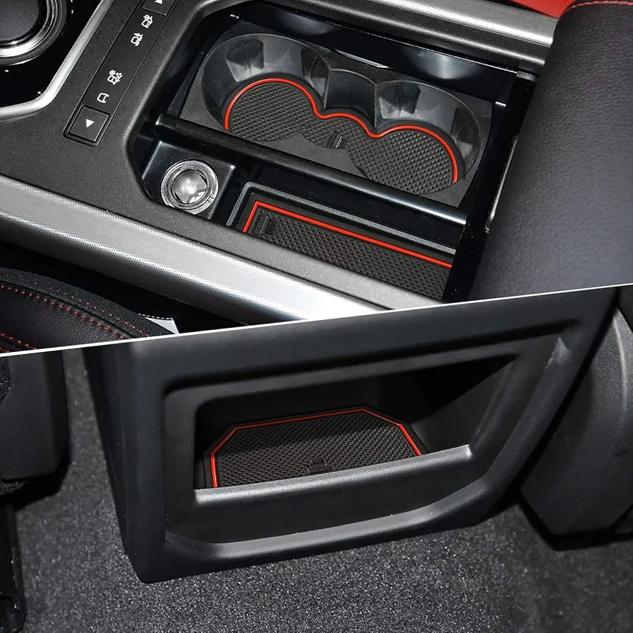 LITTOU KOLOME Antideslizante Mat Antipolvo Esterilla para Puerta Interior Taza Brazo Almacenaje Caja Compatible para Evoque 2012-2018 8 Pcs (Rojo)