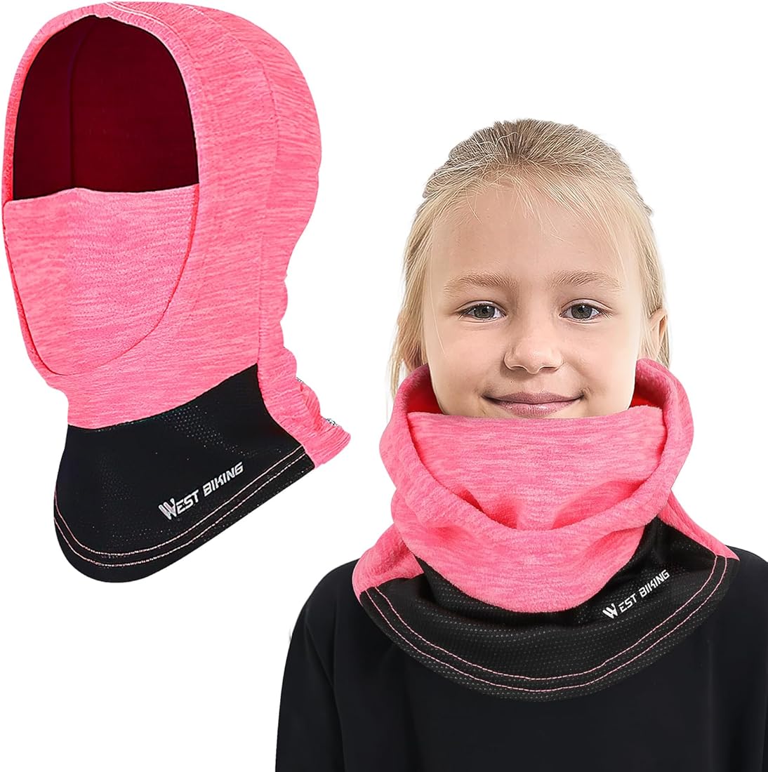 AYPOW Pasamontañas Térmico de Invierno Niños, Multifunción Prueba de Viento Forro Polar Cálido Máscara de Esquí Ciclismo Sombreros Gorro con Calentador de Cuello, Mascarilla para 6-13 Años Niños Niñas
