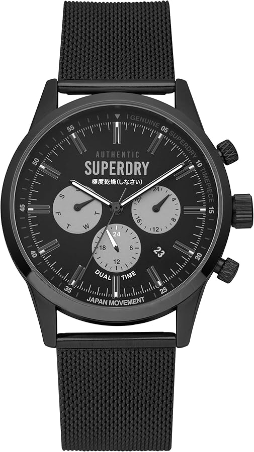 Superdry Reloj Multiesfera para Hombres de Cuarzo con Correa en Acero Inoxidable SYG256BM