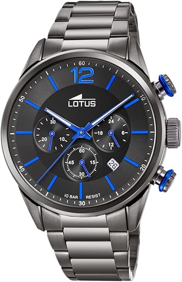 LOTUS Reloj Hombre 18686/3 Chrono Caja de Acero Inoxidable 316l Negro Correa de Acero Inoxidable 316l Negro
