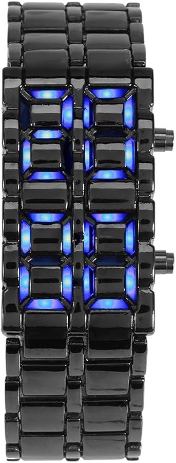 Reloj digital para hombre, reloj de pulsera de moda con banda de acero, reloj electrónico con iluminación LED(1#)