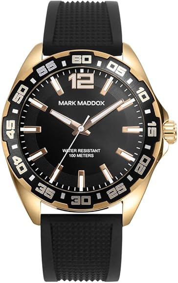 Mark Maddox - Reloj de Hombre con Pulsera de Caucho Negro y Esfera de Color Negra HC0127-55