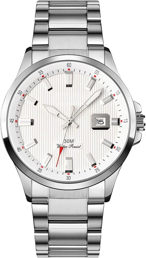 Tevimpeya Reloj de cuarzo para hombre, con tres manecillas y fecha, reloj de negocios para hombre, resistente al agua, 30 m, con manecillas luminosas, color dorado