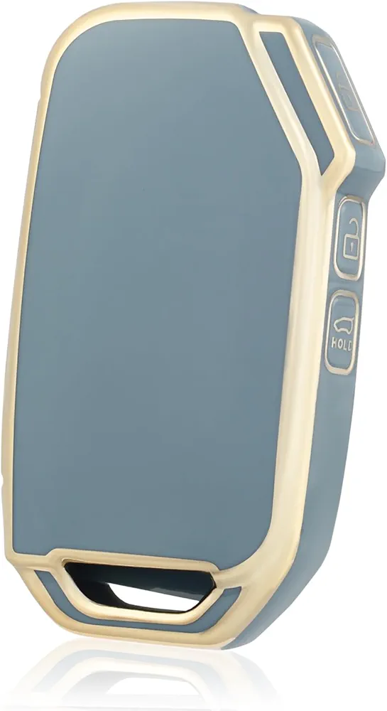 OFF WE GO Funda para Llave Coche con KIA Carcasa para Mando Compatible con Ceed Soul Sportage Sorento Stinger Rio Optima Niro Forte 3 Botones TPU Funda para Tarjeta de Llave con Hombre Mujer, Oro Azul