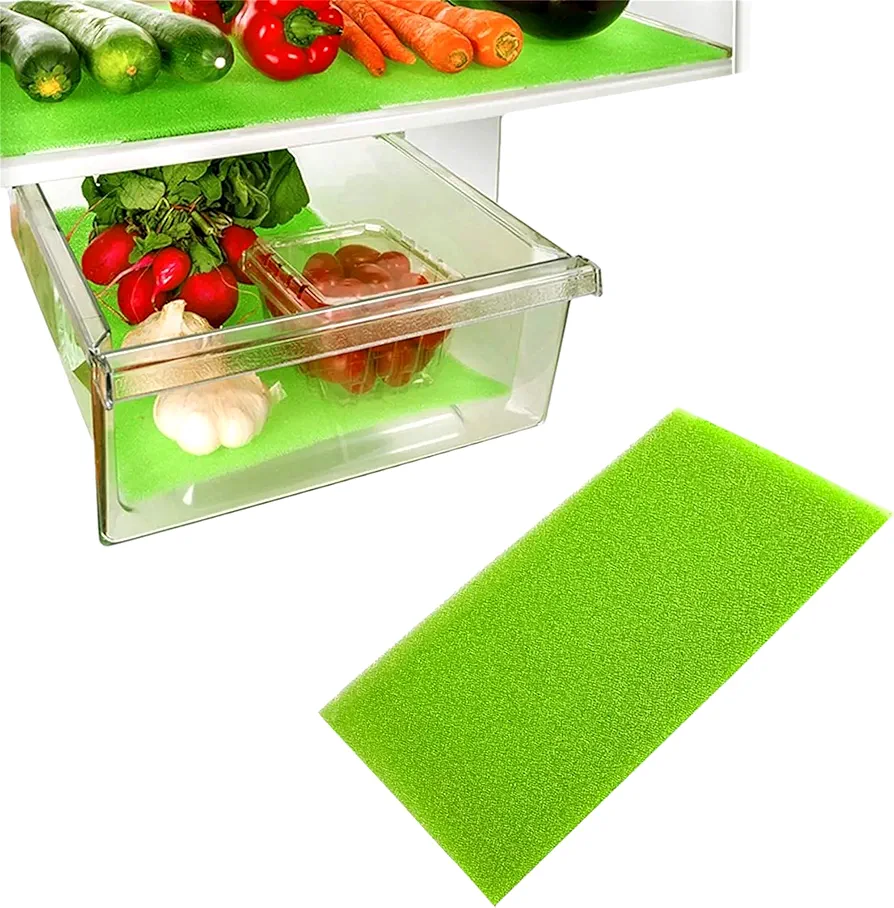Tapete para refrigerador, cocina, cajón de ensalada, refrigerador, ahorrador de alimentos frescos, antimoho, antibacteriano, lavable, para el hogar, cocina, armario y cajón (paquete de 1)