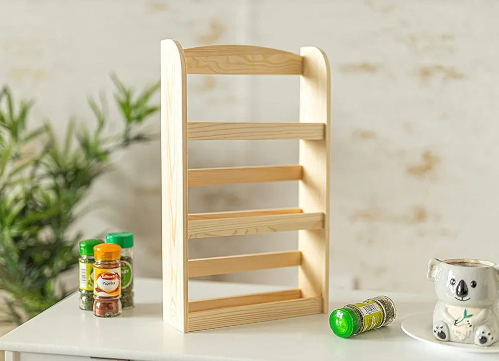 Marco Paul - Estante tradicional de madera para hierbas y especias, 15 tarros, almacenamiento y organizador de despensa para hierbas y especias, ideal para almacenar hierbas, especias y condimentos,
