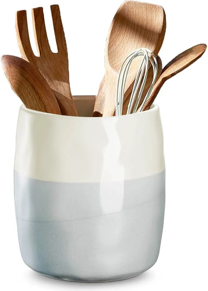 VTOBON Soporte para utensilios de cocina, soporte grande de cerámica para utensilios de cocina, vajilla de 5.7 pulgadas para decoración de cocina de granja, vajilla moderna para espátula, color azul